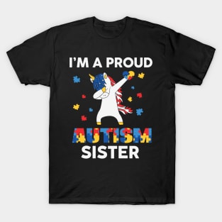 Proud Autism Sister unicorn Autism Awareness Gift for Birthday, Mother's Day, Thanksgiving, Christmas T-Shirt